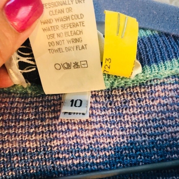 Vintage Castlebrook pastel plaid cardigan sweater, pink, blue, aqua,sz 10 petite - Picture 4 of 9